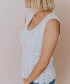 Vendor-unknown Nancy Lace Knit Tank Sweater Ivory