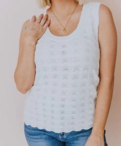 Vendor-unknown Nancy Lace Knit Tank Sweater Ivory