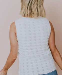 Vendor-unknown Nancy Lace Knit Tank Sweater Ivory