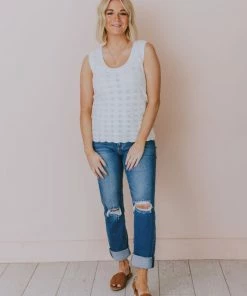 Vendor-unknown Nancy Lace Knit Tank Sweater Ivory