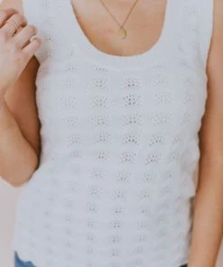 Vendor-unknown Nancy Lace Knit Tank Sweater Ivory