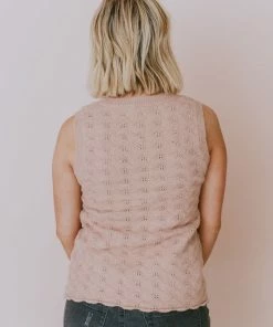 Vendor-unknown Tops Nancy Lace Knit Tank Sweater Mauve