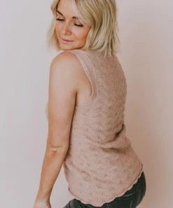 Vendor-unknown Tops Nancy Lace Knit Tank Sweater Mauve