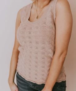 Vendor-unknown Tops Nancy Lace Knit Tank Sweater Mauve