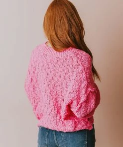 Vendor-unknown Tops Paige Textured Knit Sweater Pink 11 Vendor-unknown Tops Paige Textured Knit Sweater Pink