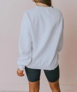 LivyLu Tops Rolling Stones Neon Puff Sweatshirt White