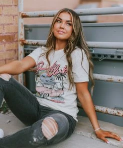 Vendor-unknown Tops Malibu Beach Club Tee Ivory