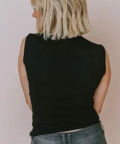 Vendor-unknown Shirley Mock Neck Top Black Tops