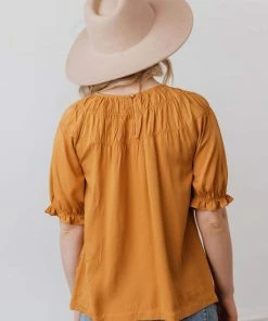 Vendor-unknown Viola Smocked Yoke Top Mustard Tops 10 Vendor-unknown Viola Smocked Yoke Top Mustard Tops